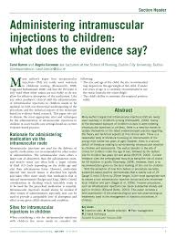Pdf Administering Intramuscular Injections To Children