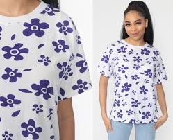 Find vectors of floral pattern. Floral T Shirt 90s Flower Power Hawaiian Purple Floral Tee Single Stitch Short Sleeve Tshirt Flower Print White Shirt 1990s Vintage Medium