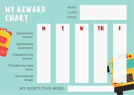 red and blue green primary school behavior reward chart