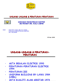 Malaysian laws and regulations on electric utilities. Akta Bekalan Elektrik 1994 Ppt