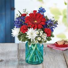 Plants will bring beautiful greenery into. 1 800 Flowers American Dream Bouquet White And Blue Flowers Blue Flower Arrangements Red Flower Arrangements