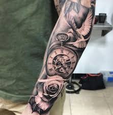 A tattoo designed to represent life can incorporate various living elements such as flowers or roses, while those meant to represent death might incorporate skulls, fire. 11 Tattoo Rose Clock Dove Rose Tattoos Rose Tattoos For Men Clock Tattoo Sleeve