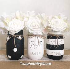 Super Stylish And Fresh Black And White Home Decor Ideas That Will Widen Your Eyes Mason Jar Centerpieces Jar Crafts Mason Jar Crafts