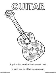 Color it and find symbols of music and peace. Cinco De Mayo Guitar Coloring Sheet By The Purple Bee Classroom Tpt