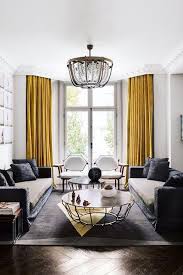 Bright Mustard Yellow Curtains Anchor This Grey And White Modern Living Room In A Victorian H Modern White Living Room White Walls Living Room Living Room Grey