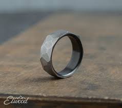 Titanium And Carbon Fiber Ring Industrial Modern Ring Obsidian Unique Wedding Band Mens Ring Carbon Band Gray And Black Ring In 2020 Carbon Fiber Rings Black Rings Modern Ring