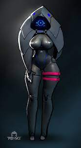 1girls big breasts io (psyk323) long legs looking at viewer  psyk323 robot robot girl straps thick thighs voluptuous 