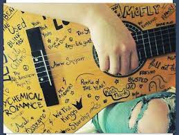 I Donno Why But I Really Like This Write All Your Fav Bands With A Sharpie On Your Guitar C Bucket List Guitar Teach Yourself Guitar Learn To Play Guitar