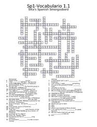 Avancemos 1 Unit 1 Crosswords Spanish Vocab Crossword