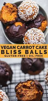 Vegan Carrot Cake Bliss Balls Recipe Vegan Dessert Recipes Vegan Snack Recipes Healthy Dessert Recipes