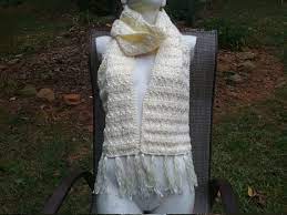 Chunky knit scarf with tasseled ends. Ivory Knit Scarf With Tassels Etsy