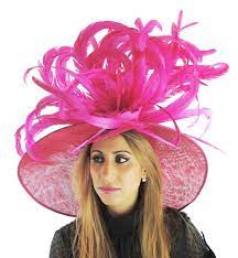 Large Cerise Pink Feather Hat For Weddings Races Ascot And Etsy In 2021 Feather Hat Pink Feathers Cerise Pink