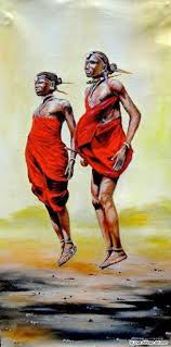 African Art From Kenya Title Jumping Maasai Artist Joseph Thiongo African Artwork African Art African Art Paintings
