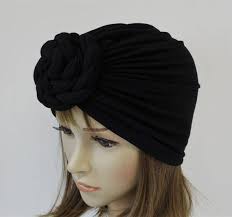 Black Turban Hat Front Knotted Turban Elegant Head Wear Black Turban Turban Hat Front Knot