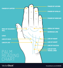 Palm Reading Chart Palmistry Map Of The Palms