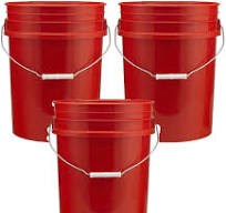 5 Gallon (20L) Plastic Buckets, 3-Pack Red
