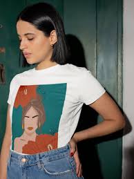 Abstract Tshirt Stylish White Cotton T Shirt Woman With Blue Etsy In 2020 Art Shirts Shirt Print Design Aesthetic T Shirts