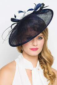 Navy Blue Fascinator Hat Wendy Wide Brimmed Navy Blue Mesh Fascinator Hat Headband Navy Blue Fascinator Blue Fascinator Fascinator