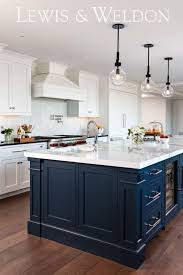 Coastal Transitional Kitchen With Navy Island In 2020 Interior Design Kitchen Transitional Kitchen Blue Kitchen Island