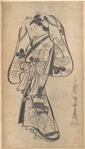 Courtesan Placing A Hairpin In Her Hair Kaigetsudo Anchi Japanese Active 1714 Polychrome Woodblock Print Ink And Color On Pa Art Asian Art Japan Painting