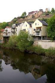 bad kreuznach blick vom nahe ufer zur kauzenburg kauzenburg seen from the nahe banks germany castles house styles mansions