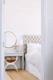 Tufted Headboard Vanity Next To The Bed On One Side For Me Small Table On The Other Side Linda Santamaria Home Home Bedroom Bedroom Interior