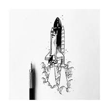 Black And White Rocket Drawing Vamos Al Espacio By Sollefe Blackworknow If You Would Like To Be Featured Rocket Drawing Space Drawings Art Drawings Simple