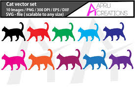 Download Cat Cat Silhouette Cat Clipart Cat Digital File Cat Icons Color Cats Pussy Cat Svg Cat Eps Cat Dxf Png 26095 Illustrations Design Bundles