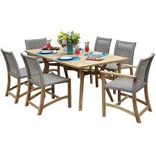 7 piece outdoor dining set clearance. Outdoor Interiors 7 Piece Nautical Teak Dining Setwith Teak And Wicker Chairs Clearance Outdoor Furniture Patio Dining Set Wicker Dining Chairs