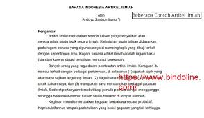Contoh tugas akhir untuk mata kuliah bahasa indonesia. Contoh Artikel Ilmiah Yang Paling Baru Dan Benar Untuk Tugas