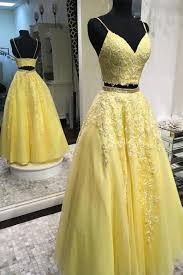 Maybe you would like to learn more about one of these? Elegant Straps Two Piece Yellow Long Lace Prom Dress