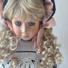 VINTAGE NANCY 16" Porcelain Doll- Blonde Curly Hair Pink Dress Collectors  Item $22.46