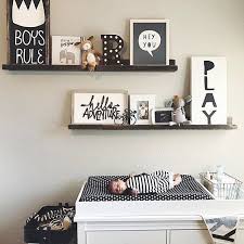 Black And White Nursery Wall Decor It S Just Another Monochrome Monday Design By Laurajilizian Nursery Shelves Baby Room Decor Boy Room