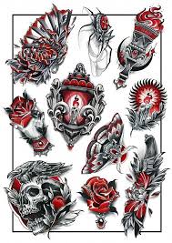 Tattoo Designs Color Red Black In 2020 Flash Tattoo Designs Old School Tattoo Designs Tattoo Stencils