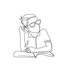 One Line Drawing Kid Study Continuous Lineart School Education Drawing Png And Vector With Transparent Background For Free Download Line Drawing Line Art Design Continuous Line Drawing
