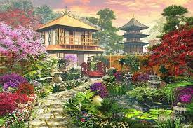 Japan Garden Art Print By Dominic Davison Japan Garden Garden Painting Japanese Garden