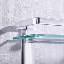 Display shelves glass wall shelves glass bathroom bathroom shelves glass bathroom shelves tempered glass shelves custom bathroom modern overhang glass bath shelf, double, chrome, metal, 18 wide. Umi Essentials Wall Mounted Aluminum And Glass Bath Organizer Shelf Bathroom Shelves