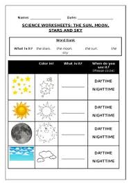 Teacher worksheets for your science classes of all grade levels. Science Worksheets The Sun The Moon The Stars And The Sky Tpt