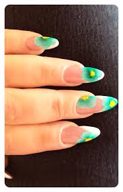gel with minty flowers extended nail bed nail art nails turquoise ring