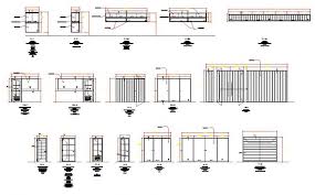 A full bathroom accomodates a shower enclosure, bathtub, sink and toilet. Sliding Door Plan And Elevation View With Dimension Dwg File Cadbull Door Plan Sliding Door Plan Plan And Elevation