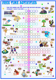 With these 10 sites, you can find free easy crosswords to print, puzzles, and other resources to keep you bus. Free Time Activities Crossword Puzzle English Esl Worksheets For Distance Learning And Physical Classrooms