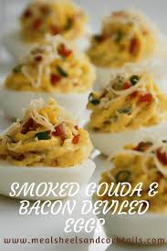 Smoked Gouda Bacon Deviled Eggs Meals Heels Cocktails Recipe Bacon Deviled Eggs Bacon Deviled Eggs Recipe Deviled Eggs Recipe