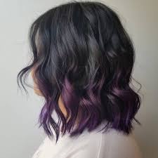 This temporary hair color styling gel is perfect for those who want color without commitment. Shoulder Length Hair With Dip Dye Dark Purple Hair Color Dipped Hair Dark Purple Hair