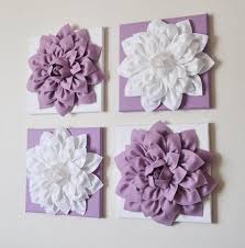 Lilac And White Floral Wall Art Textured Wall Art Fabric Flowers Hanging Wall Decor