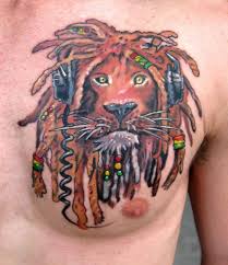 Alien Lion Color Ink Tattoo On Man Chest Mens Lion Tattoo Lion Tattoo Design Lion Tattoo