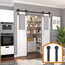 It doesn't have to hide the entire pantry and it can simply be there so the shelves won't be completely exposed if the pantry is a separate room or nook, you can use traditional double barn doors. Amazon Com Zekoo 10 Ft Traditional Sliding Barn Door Hardware Flat Track Antique Style Use For Double Doors Home Improvement