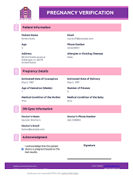 Pregnancy Verification Template Pdf Templates Jotform
