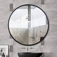 This provides clean storage solution for washbasin area. Mirror Bathroom Vanity Wall Mounted Circular Black Aluminum Frame H Ninthavenue India