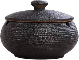 From easy to do out door ashtray or planter. Amazon Com Handmade Ceramic Ashtray With Lids Desktop Ash Tray For Office Decoration Windproof Ashtray Cigarette Ashtray For Outdoor Use Ash Holder For Smokers Best Gift Idea Black Home Improvement