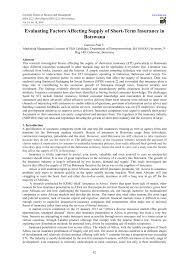 Differentiate yourself within the job market with your certificate as proof of your new skills. Pdf Evaluating Factors Affecting Supply Of Short Term Insurance In Botswana